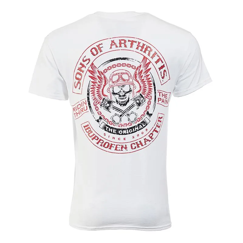 Skull & Pistons Biker T-Shirt White