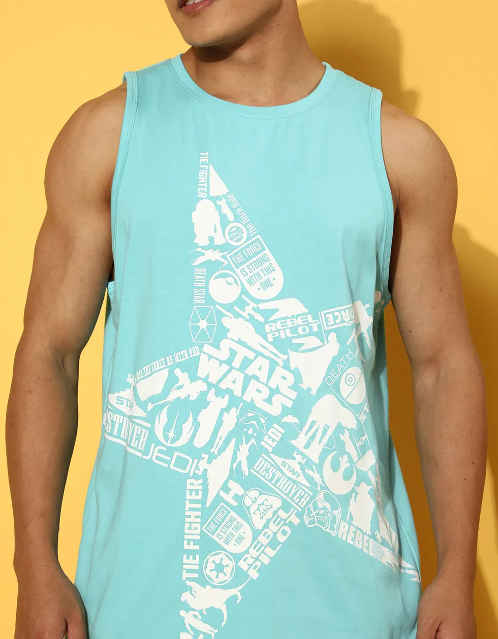 Starwars Blue Regular Fit Graphic Printed Vest