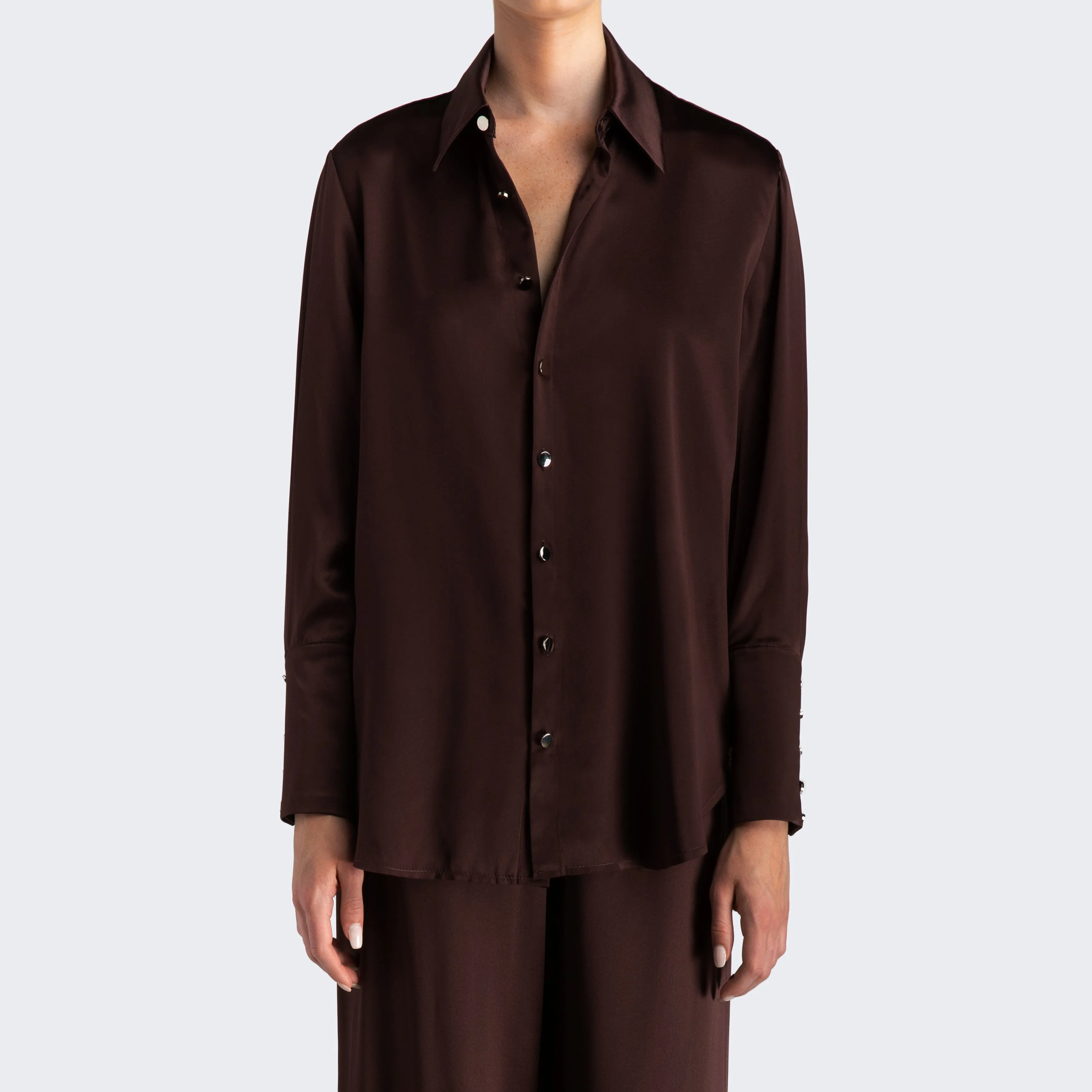 Studio Essential - Long Sleeve Blouse - Chocolate