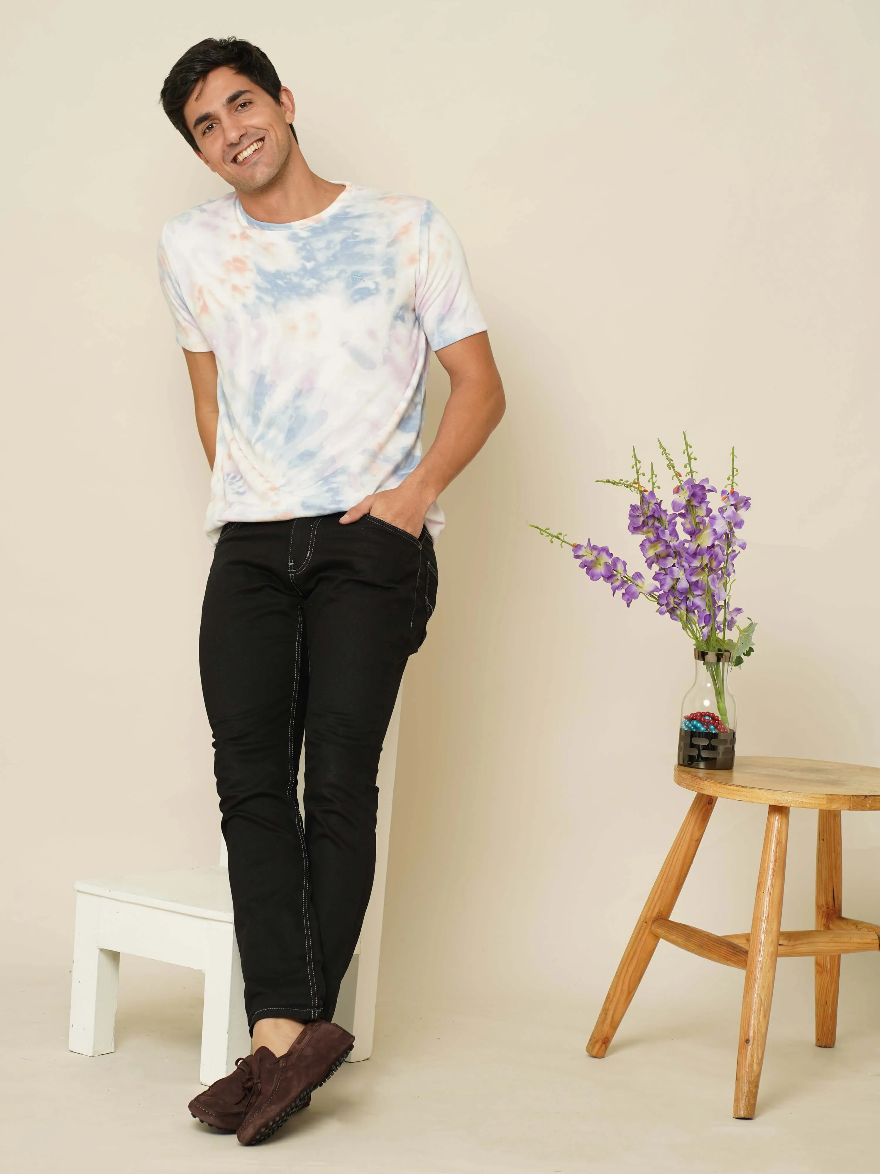 Tye & Dye Crew Neck Printed T Shirt