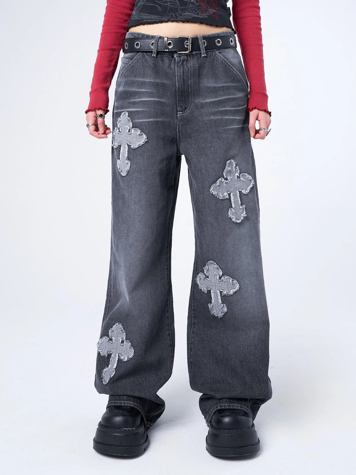 Vendetta Grey Washed Cross Jeans