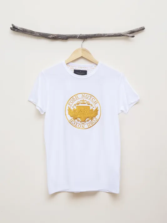 White Crew Neck Embroidered T-Shirt