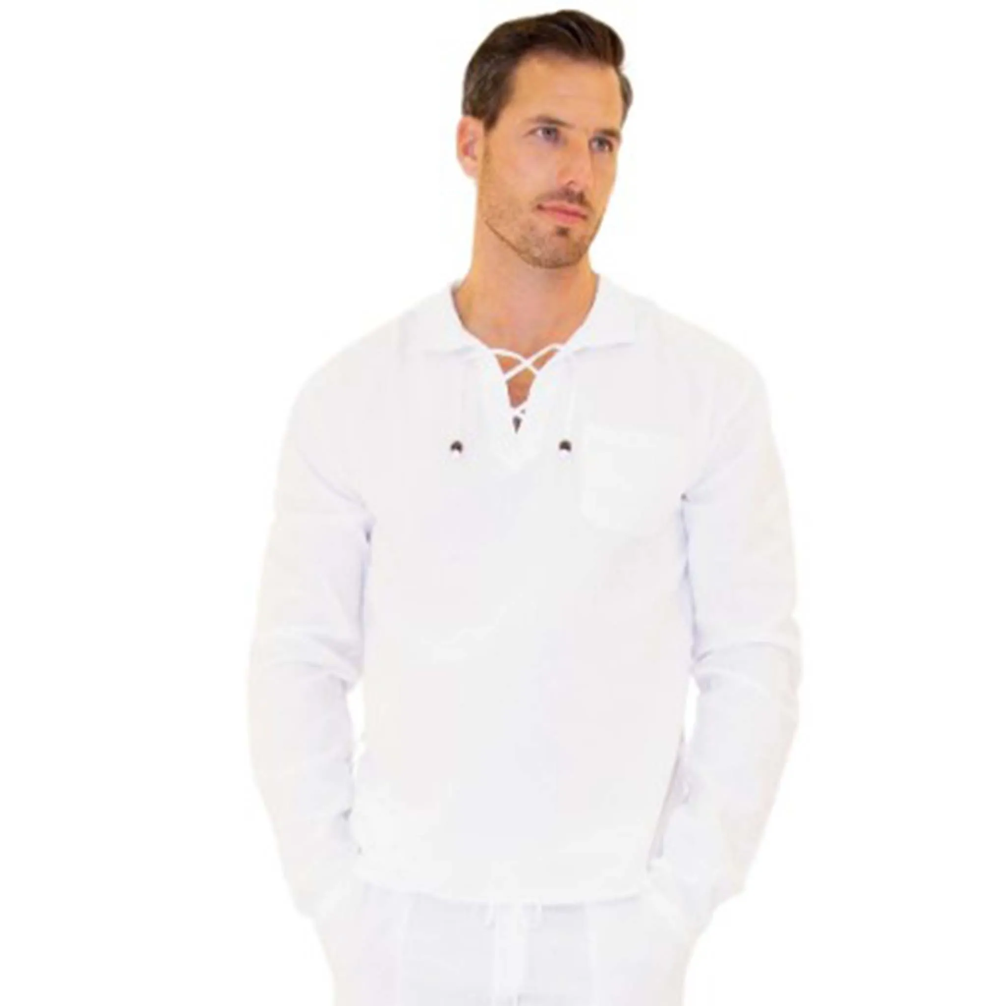 White Drawstring L.S. Shirt