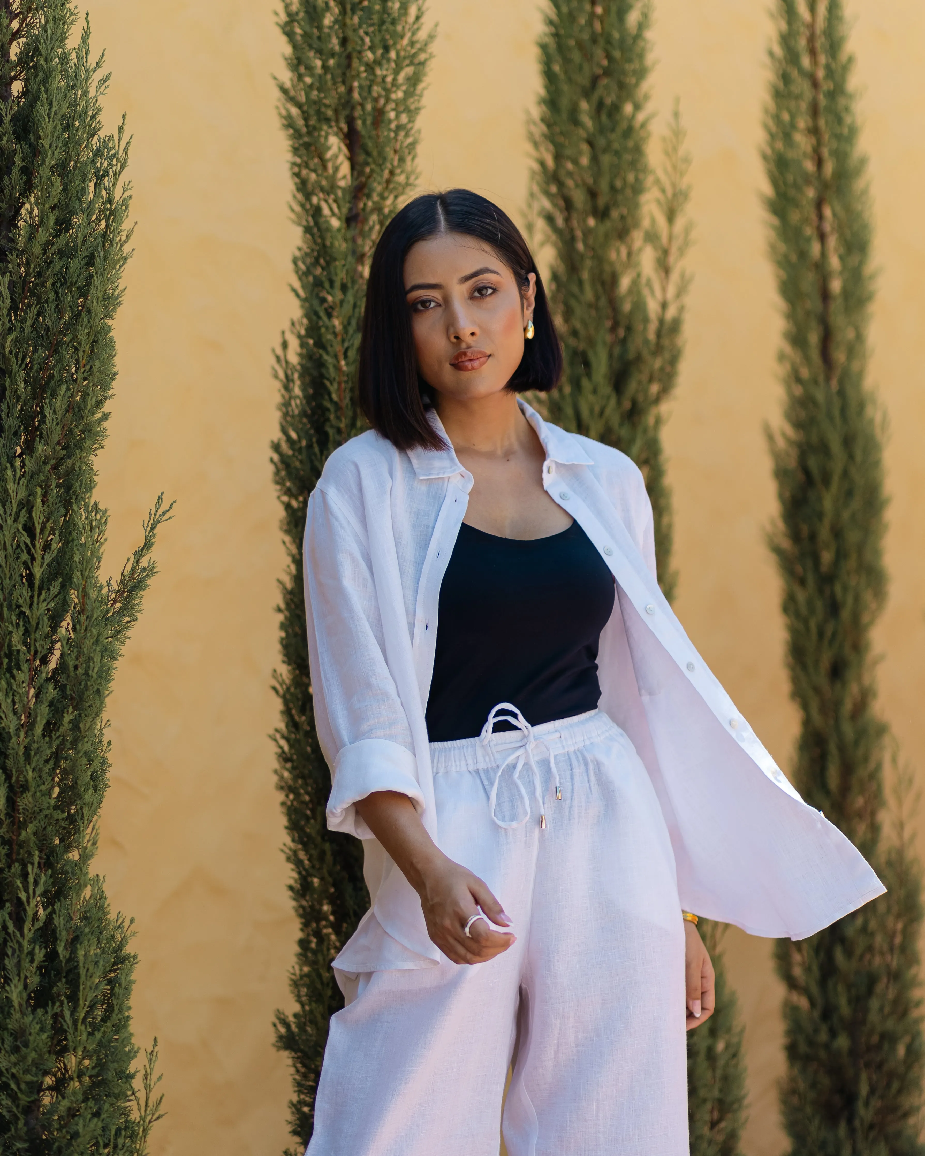 White Linen Shirt & Tapered Pants