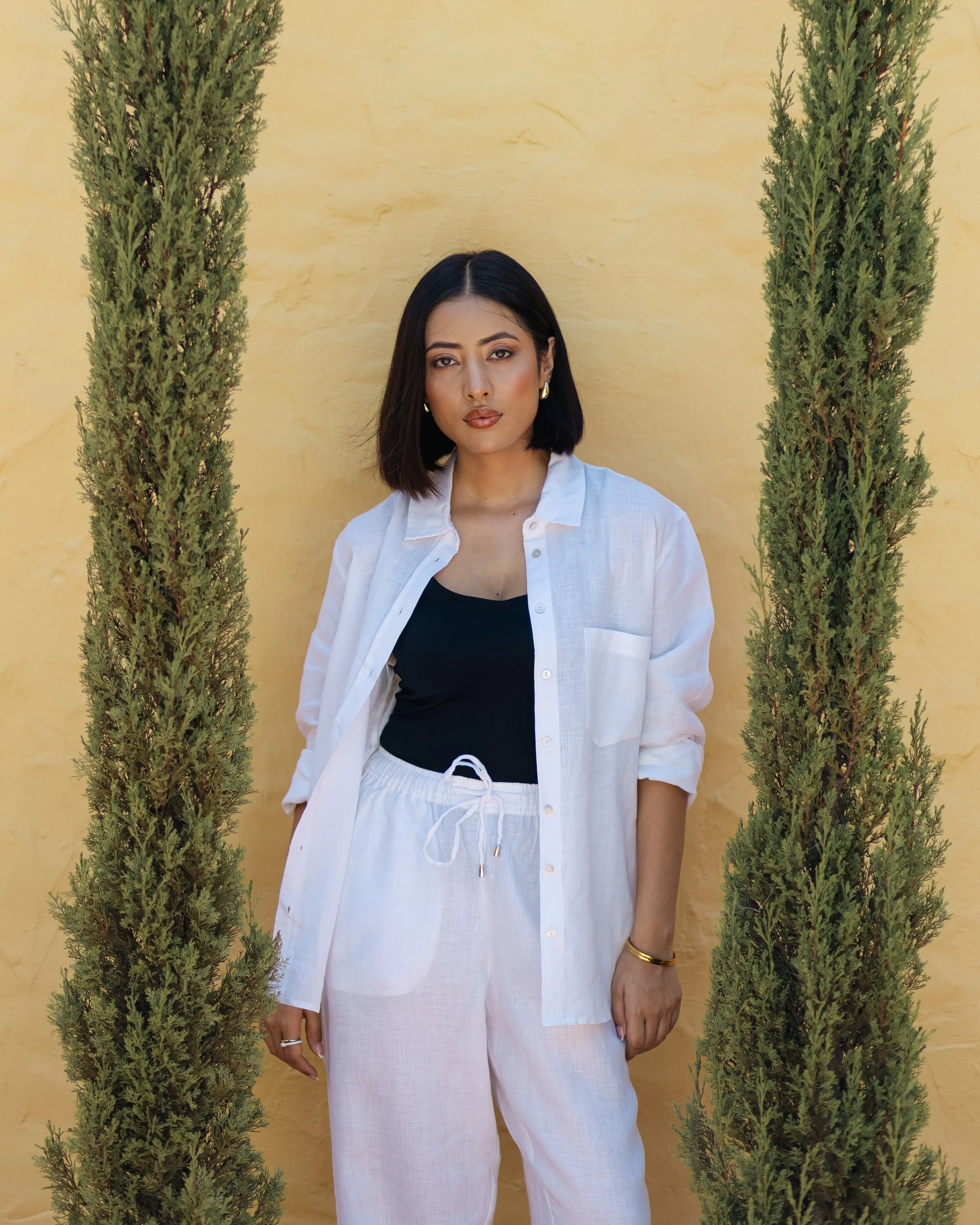 White Linen Shirt & Tapered Pants