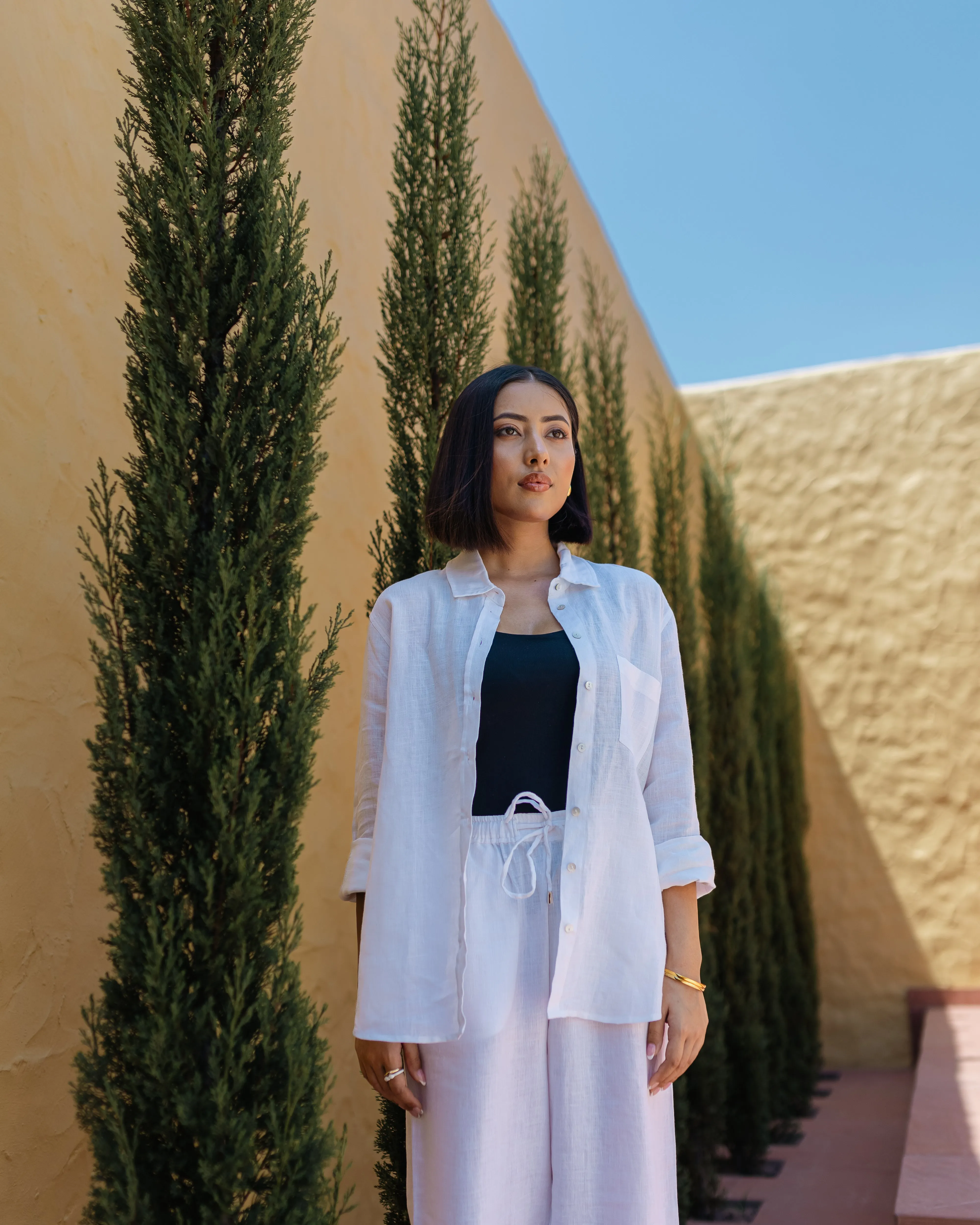 White Linen Shirt & Tapered Pants