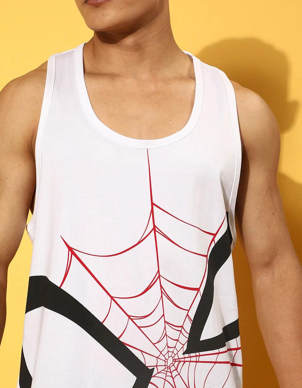 White Spiderman Graphic Printed Vest - Original Marvel Tee