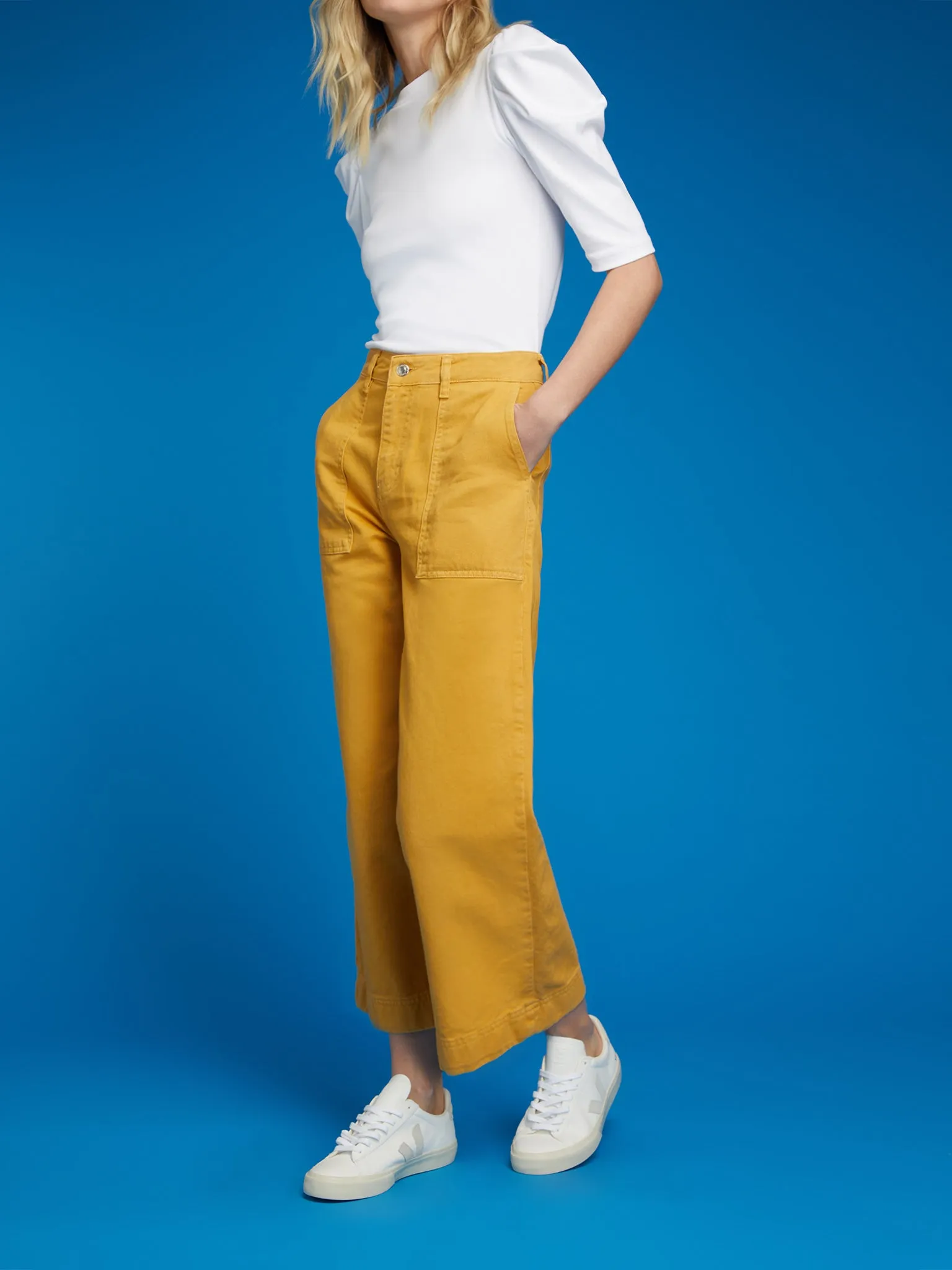 Willow Wide Leg Denim Trouser in Yellow