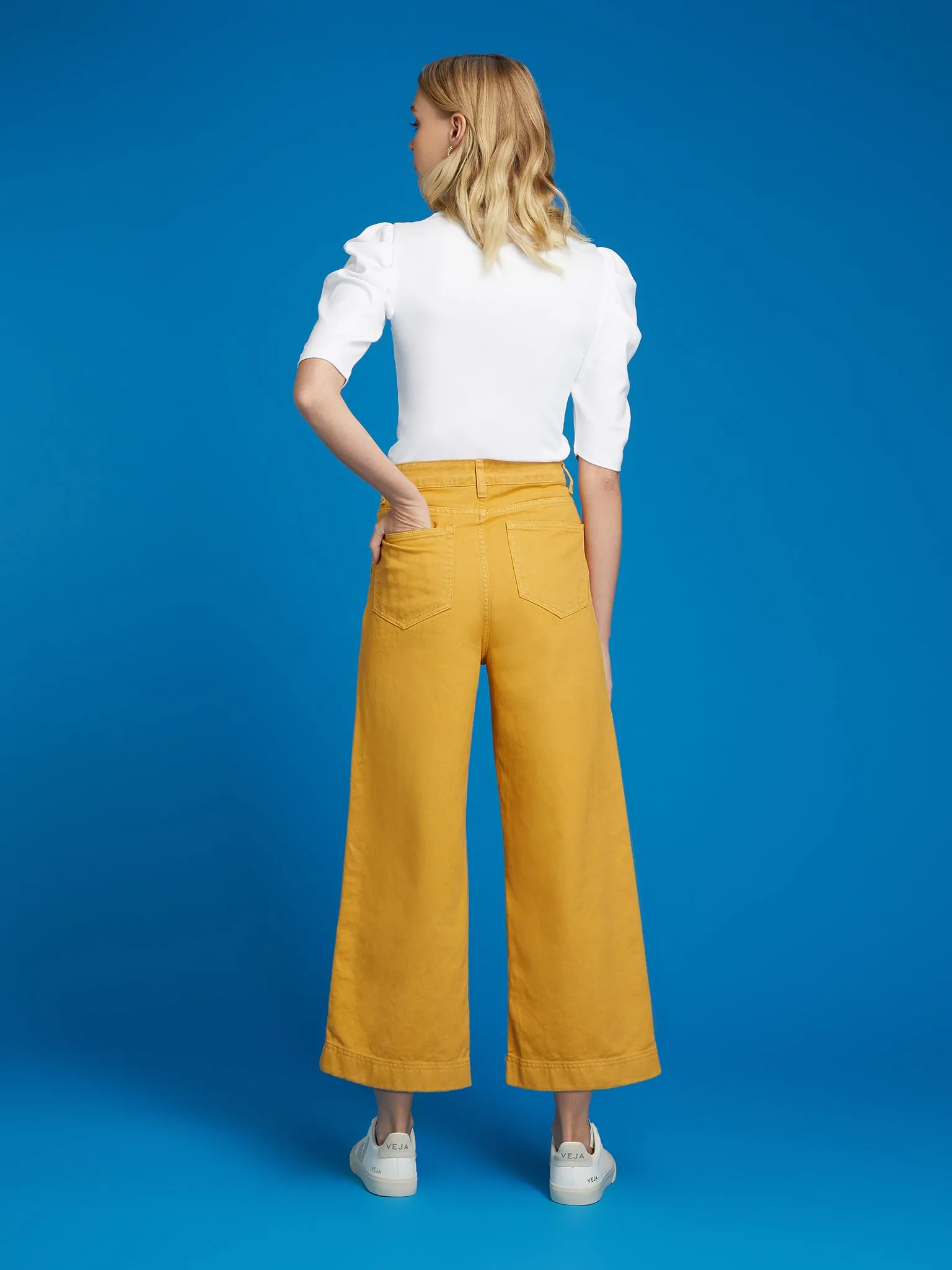 Willow Wide Leg Denim Trouser in Yellow